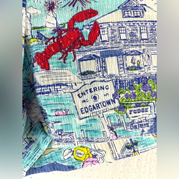 Vineyard Vines 0 Lobster Shore Sketch Cotton Multicolor Graphic Shorts - Picture 2 of 8